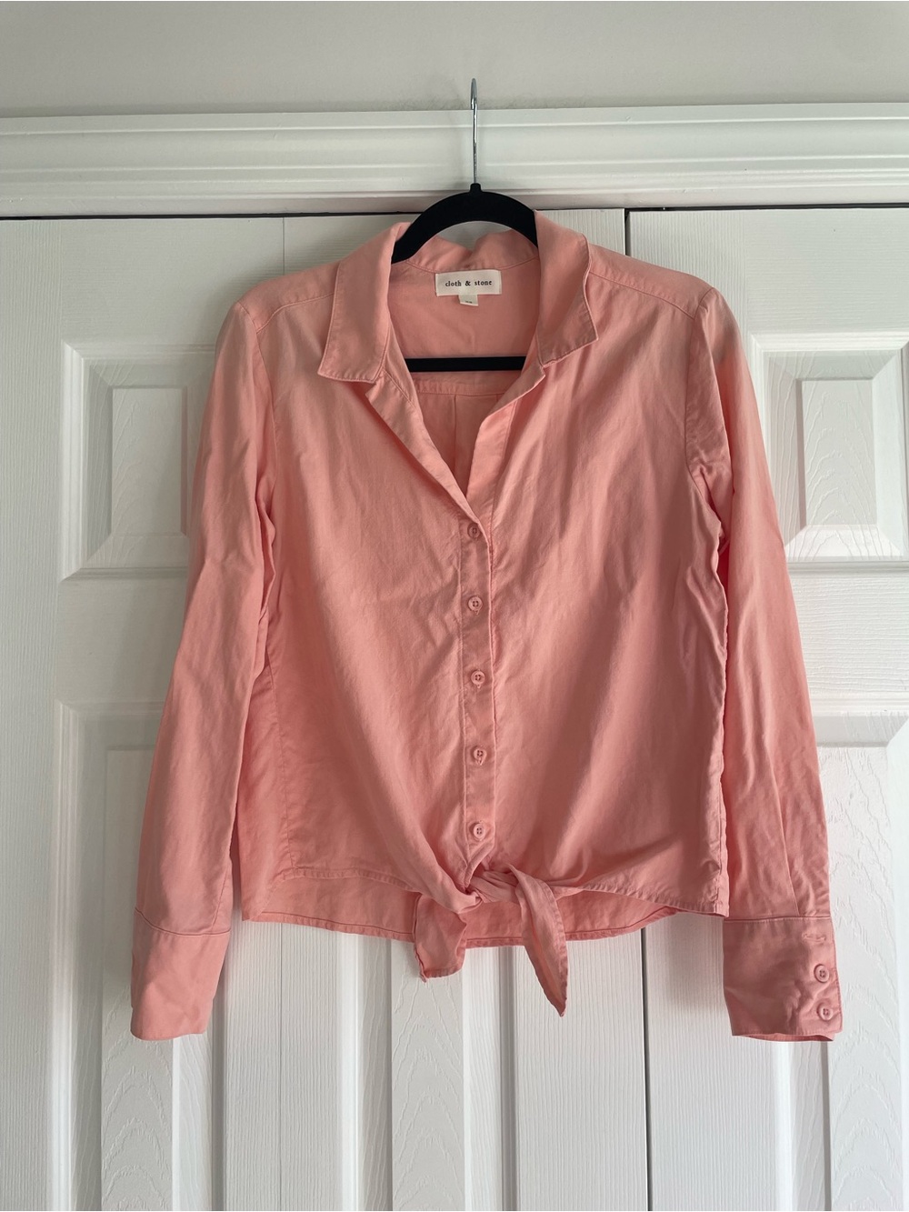 cloth & stone Coral Pink Tie-Front Button Down Shirt